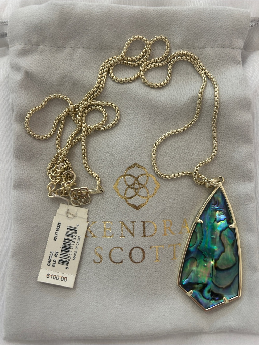 Kendra Scott Carole Gold Abalone Pendant Necklace NWT